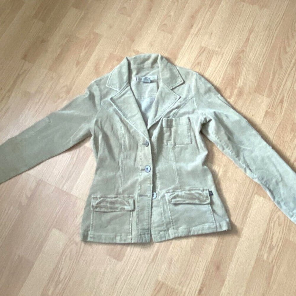 Z. Cavaricci Vintage 90's Tan Beige Stretch Corduroy Blazer Jacket Size Medium